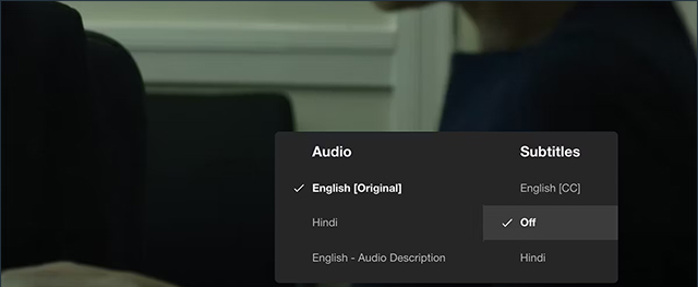 Tắt phụ đề ngôn ngữ video Netflix web