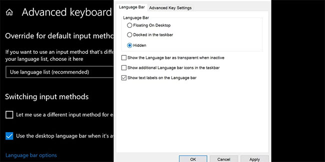 Cách ẩn thanh Language bar khỏi Taskbar Windows 11