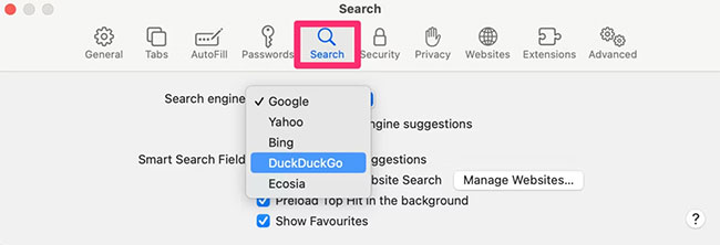 Đặt DuckDuckGo thành công cụ tìm kiếm mặc định