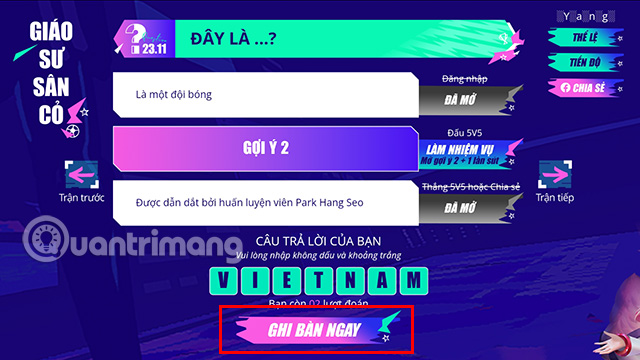 Hướng dẫn tham gia sự kiện Giáo Sư Sân Cỏ