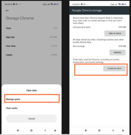 Chọn Clear all data