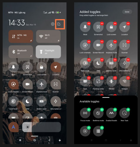 Thêm shortcut vào menu Quick Settings