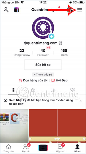 Tùy chỉnh biểu tượng 3 dấu gạch ngang