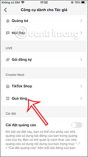 Qùa tặng trên TikTok