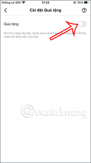 Bật quà tặng trên TikTok