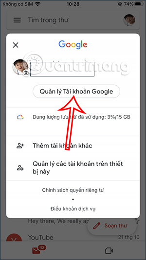 Quản lý tài khoản Google trên iPhone