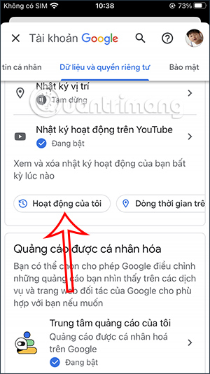 Hoạt động của bạn trên Google