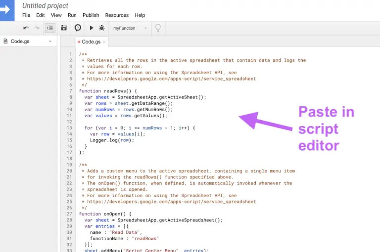 Dán script nhập json