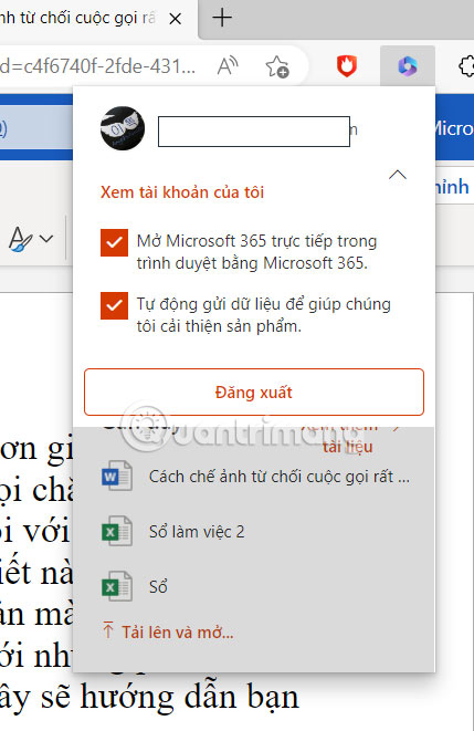 Tùy chỉnh tiện ích Microsoft 365