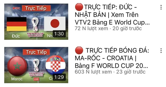 Xem nhầm World Cup trên YouTube