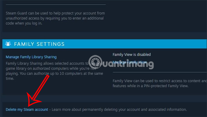 Chọn xóa tài khoản Steam 