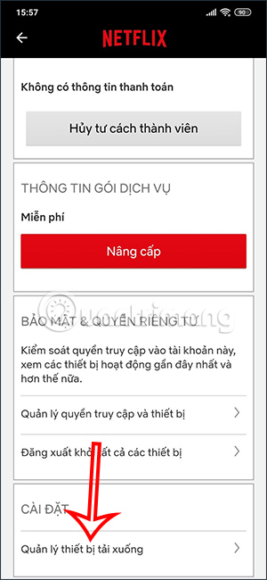Quản lý thiết bị tải xuống trên Netflix
