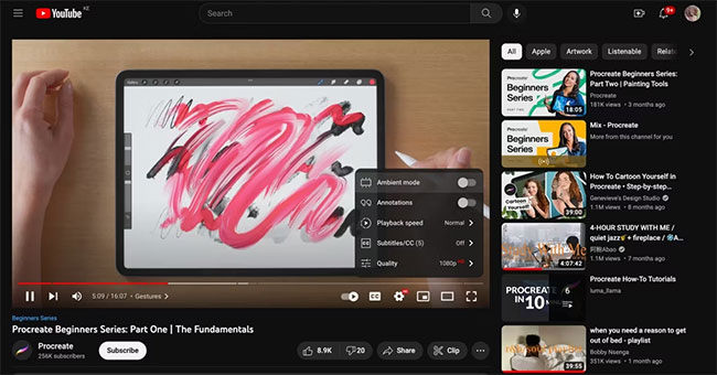 Đã tắt Ambient Mode trên YouTube dành cho desktop