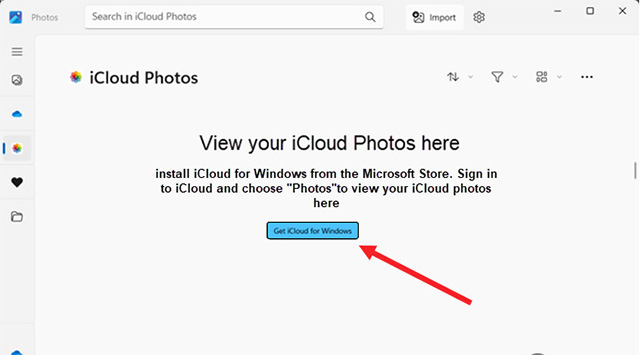 Nhấn vào nút Get iCloud for Windows