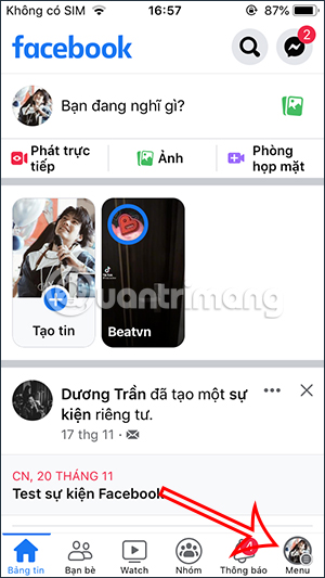 Giao diện Facebook