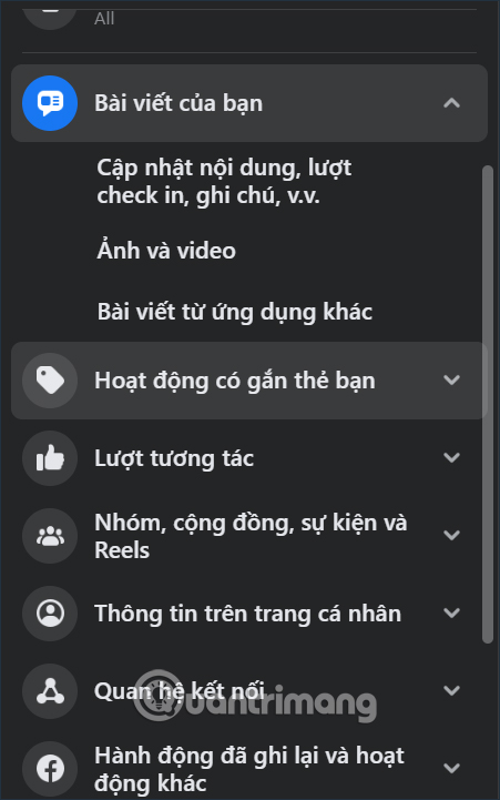 Xem quản lý hoạt động Facebook PC