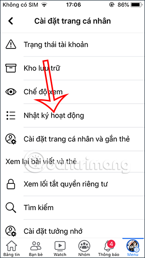 Nhật ký hoạt động Facebook