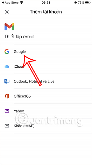 Chọn tài khoản Google