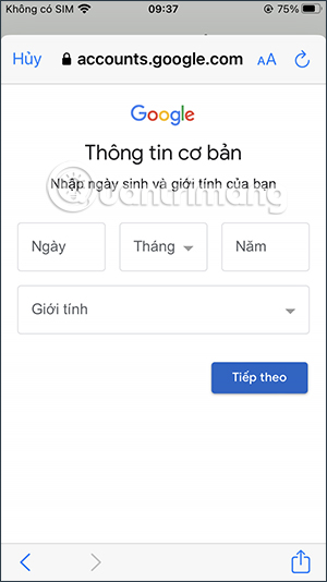 Điền thông tin ngày sinh