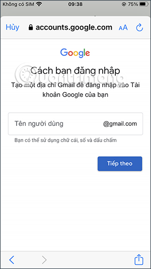 Tên người dùng Gmail