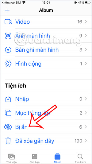 Album bị ẩn trên iPhone