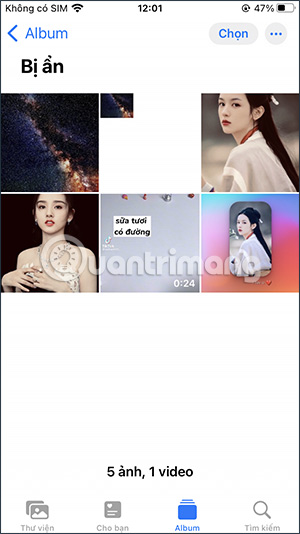 Album đã ẩn trên iPhone