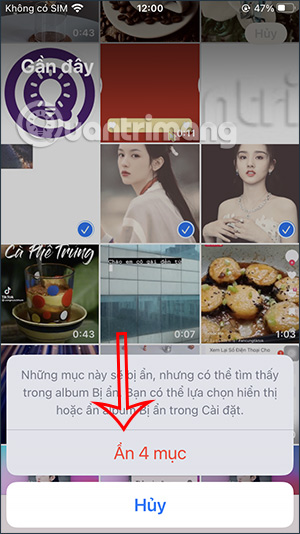 Đồng ý ẩn các mục