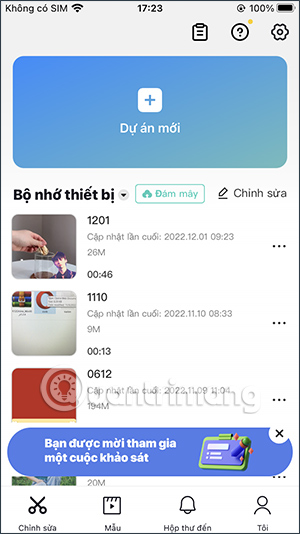 Giao diện Capcut