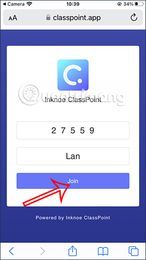 Quét mã tham gia lớp học ClassPoint