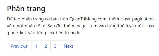 Phân trang cơ bản trong Bootstrap