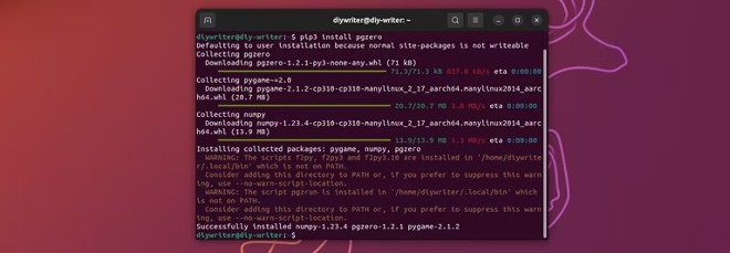 tiến hành cài đặt Pygame Zero