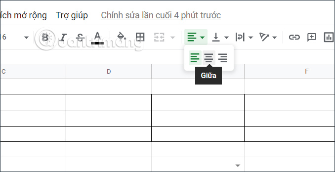 Cặn chỉnh gộp ô Google Sheets