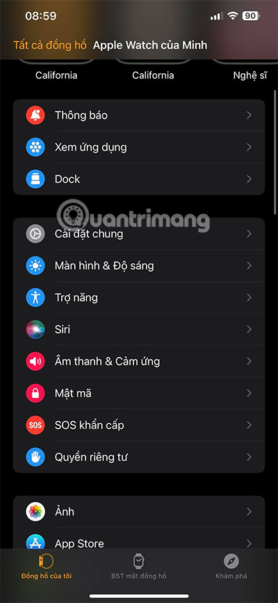 chinh am luong apple watch
