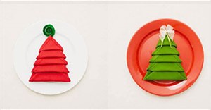 Cách gấp khăn ăn hình cây thông cực dễ để trang trí bàn tiệc Giáng sinh