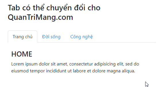 Tab điều hướng động