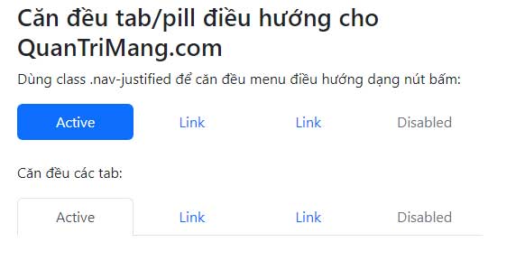 Căn đều tab/pill