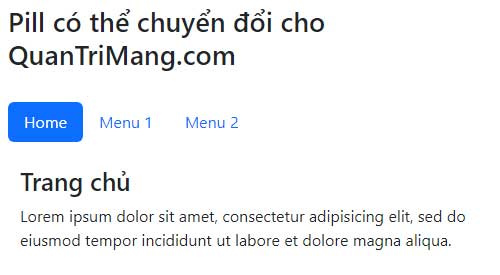 Menu dạng pill có thể chuyển đổi