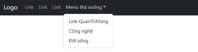 Thanh điều hướng có menu thả xuống