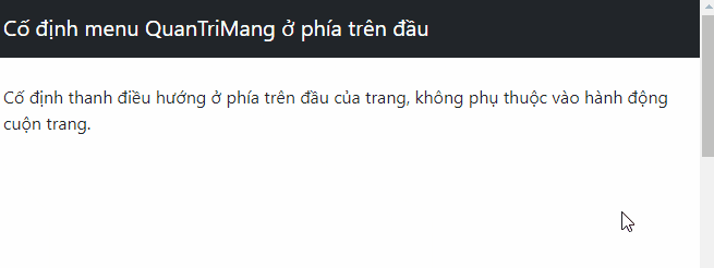 Cố định menu điều hướng ở phía trên đầu của trang