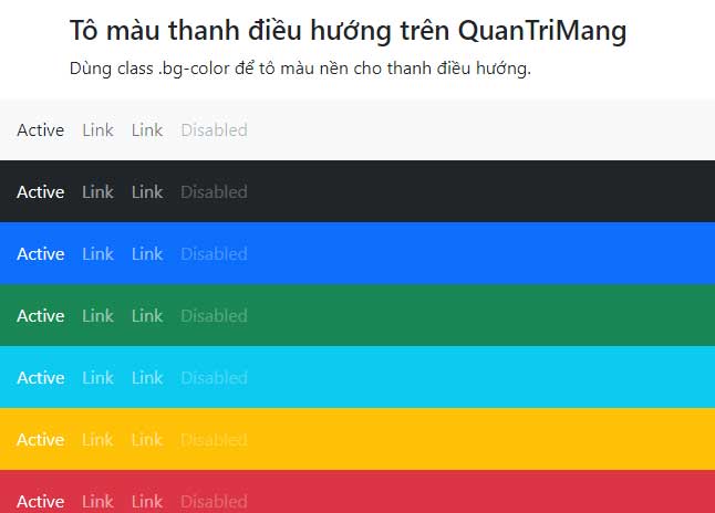 Thanh điều hướng màu sắc