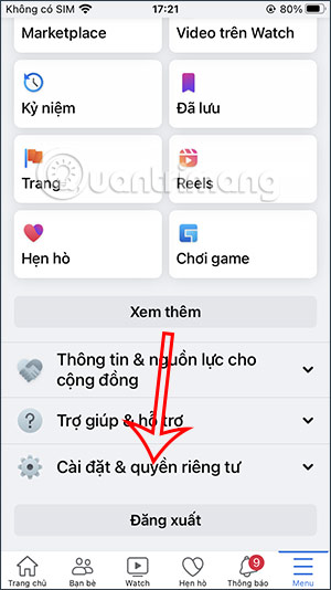 Cài đặt và quyền riêng tư Facebook