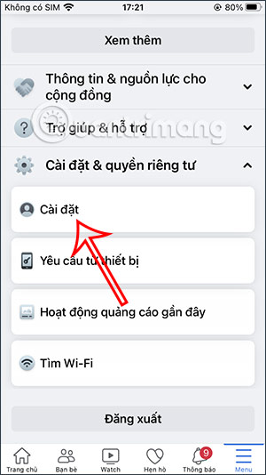 Cài đặt Facebook