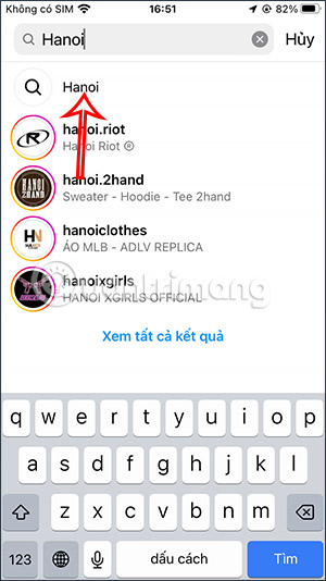 Nhập địa điểm trên Instagram