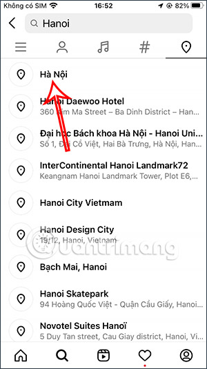 Chọn địa điểm cần tìm kiếm