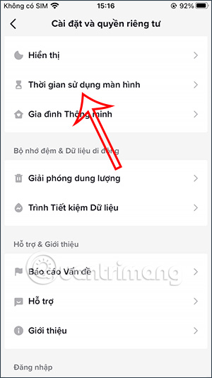 Thời gian dùng màn hình TikTok