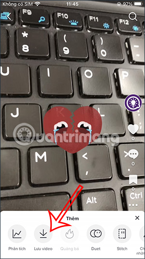 Chọn lưu video TikTok