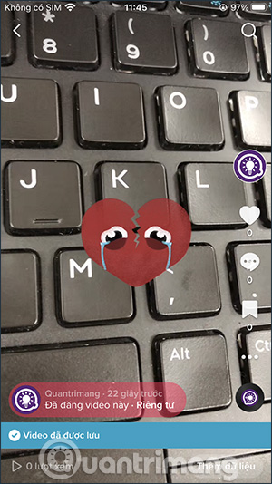 Video TikTok nháp đã lưu