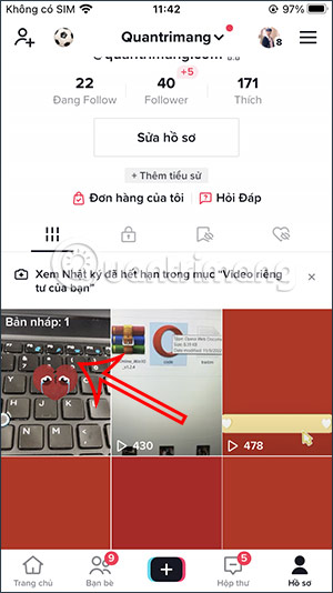 Video nháp TikTok