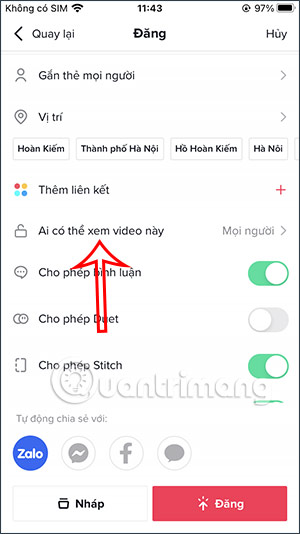 Chỉnh chế độ hiển thị video TikTok