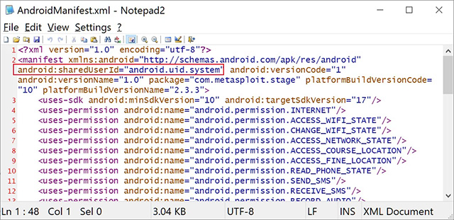 Một trong những ứng dụng phần mềm độc hại Android được gán android.uid.system